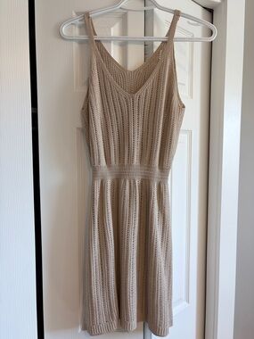 Sleeveless Knit Midi Dress in Beige
